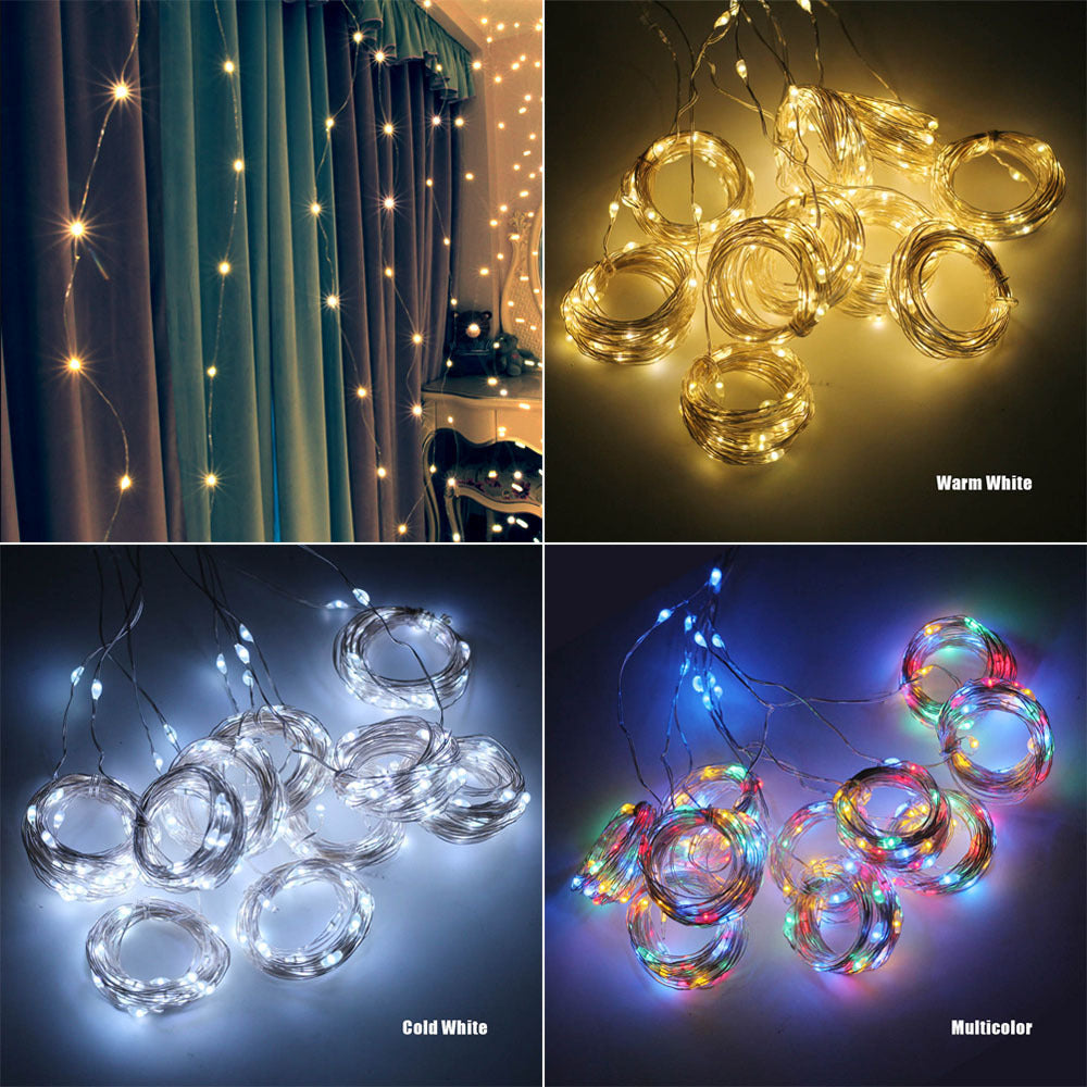 LED Curtain Lights - USB Christmas String Lights with Remote